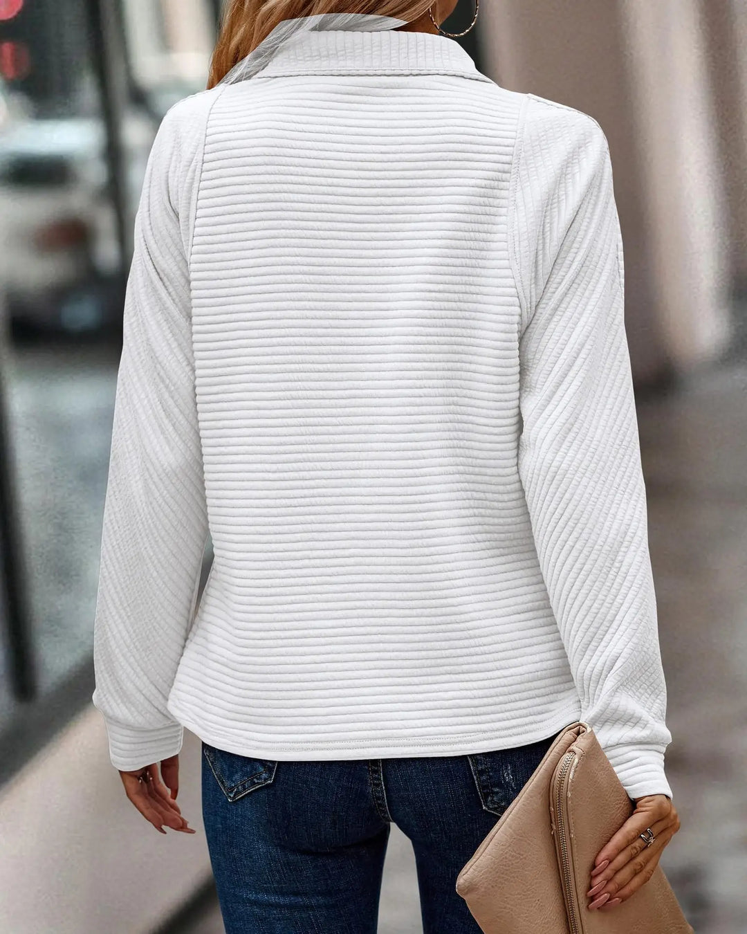 Women’s Ribbed Quarter-Zip Knit Sweater