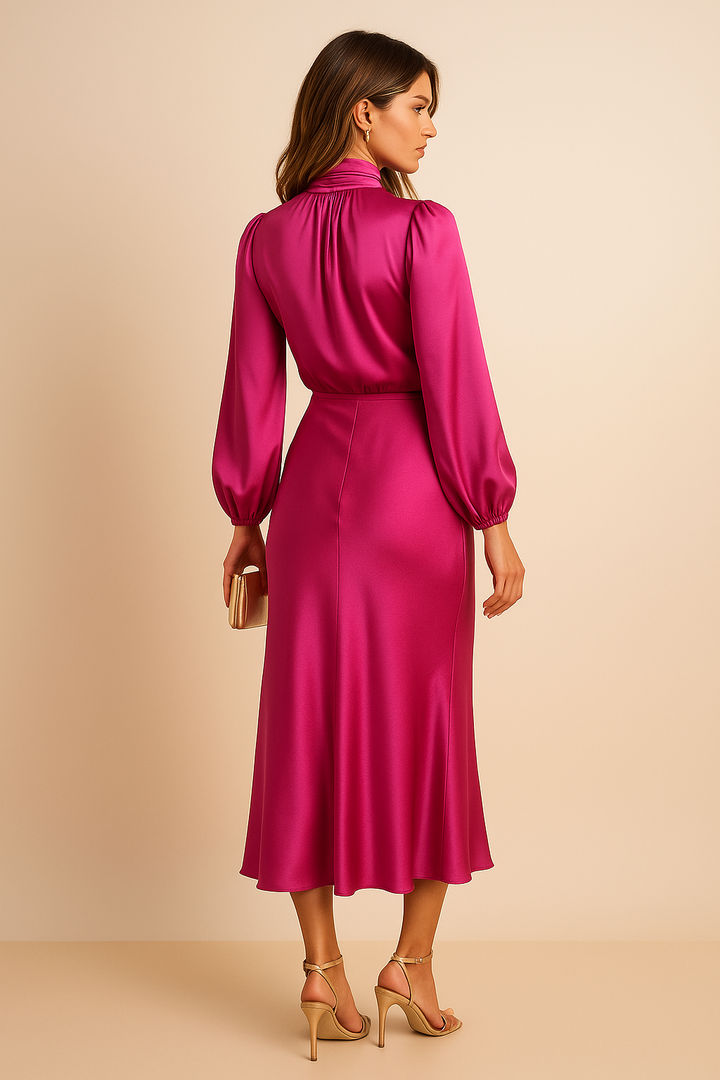 Willow | Women's Elegant High Waist Flowing Midi Dress