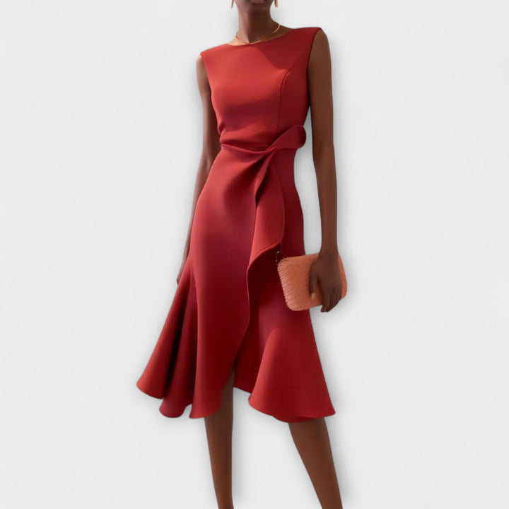 Rose | Women’s Pleated Asymmetrical Midi Dress