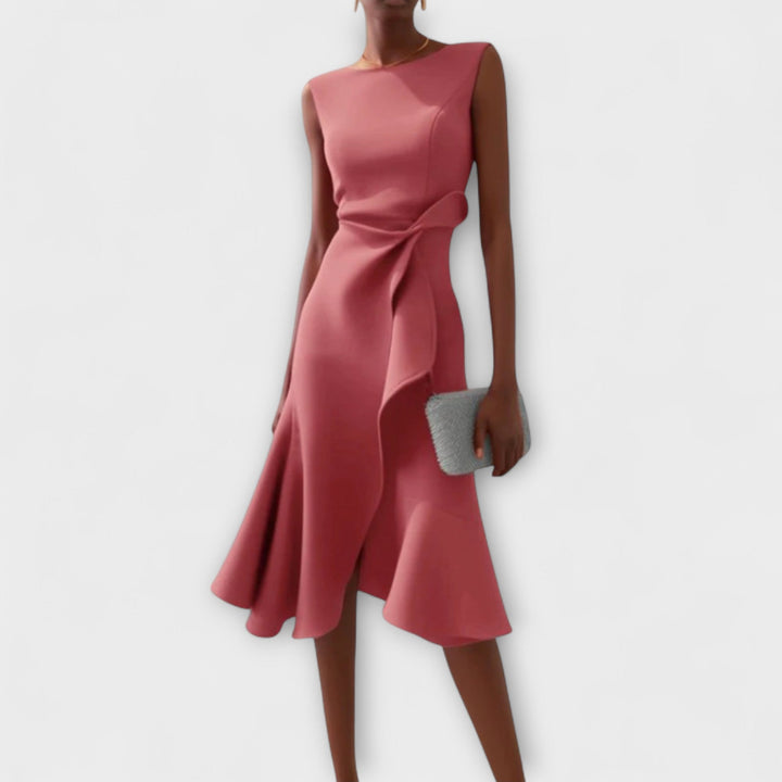Rose | Women’s Pleated Asymmetrical Midi Dress