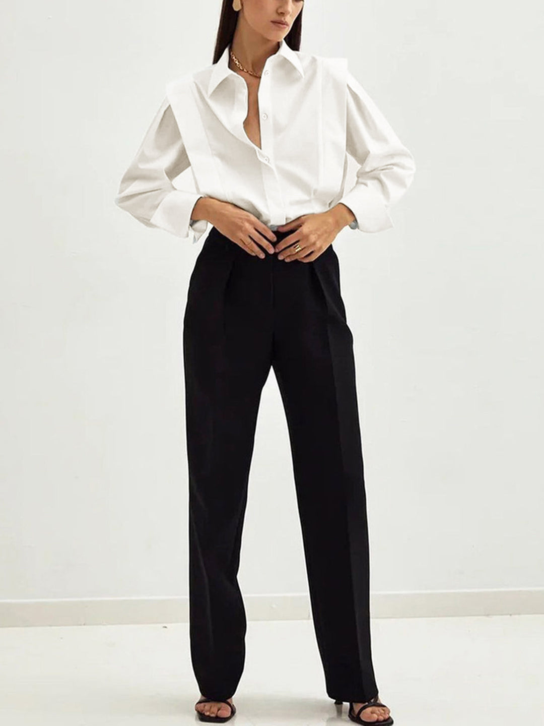 Fair and Square Classic Cotton Blouse – Stylish Women’s Long Sleeve Shirt with Collar