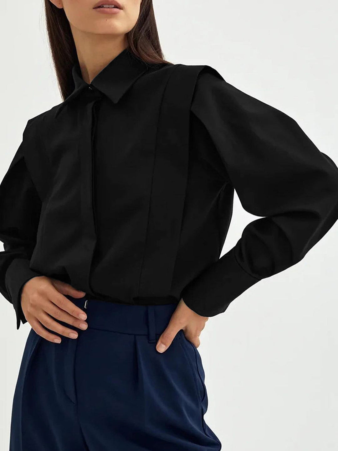 Fair and Square Classic Cotton Blouse – Stylish Women’s Long Sleeve Shirt with Collar