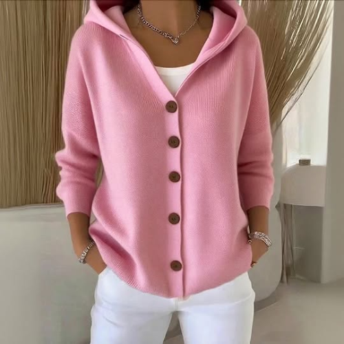 Cozy Hooded Knit Button Winter Cardigan Jacket for Women