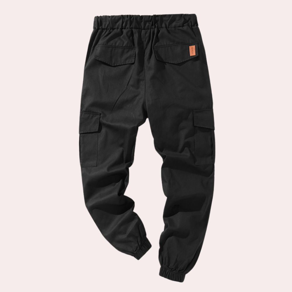 Men's Casual Cargo Trousers with Adjustable Drawstring