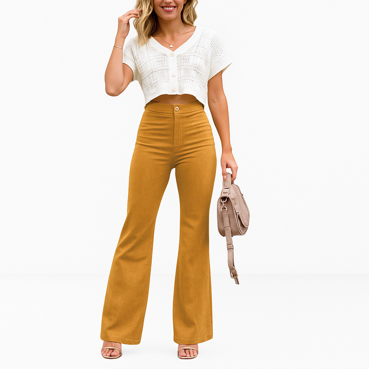 Women's High-Waisted Flared Trousers