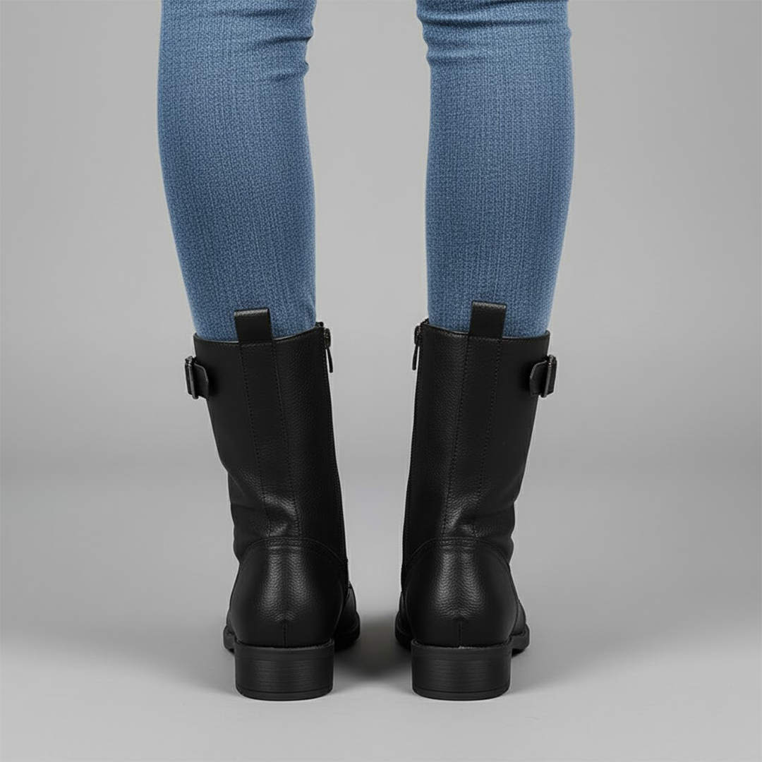Women’s Lace-Up Ankle Boots with Side Zip – Comfortable Flat Winter Boots