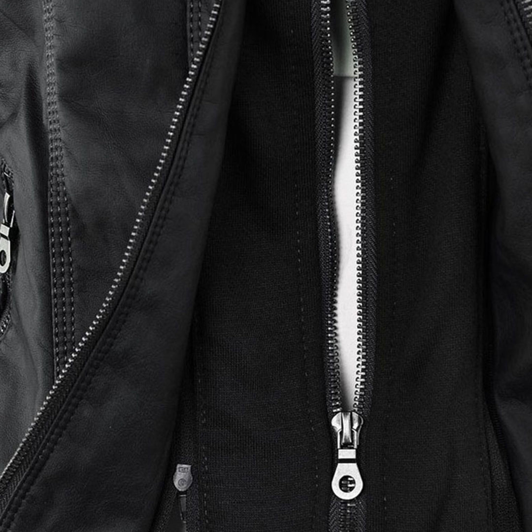 Women’s Stylish Hooded Leather Biker Jacket Coat
