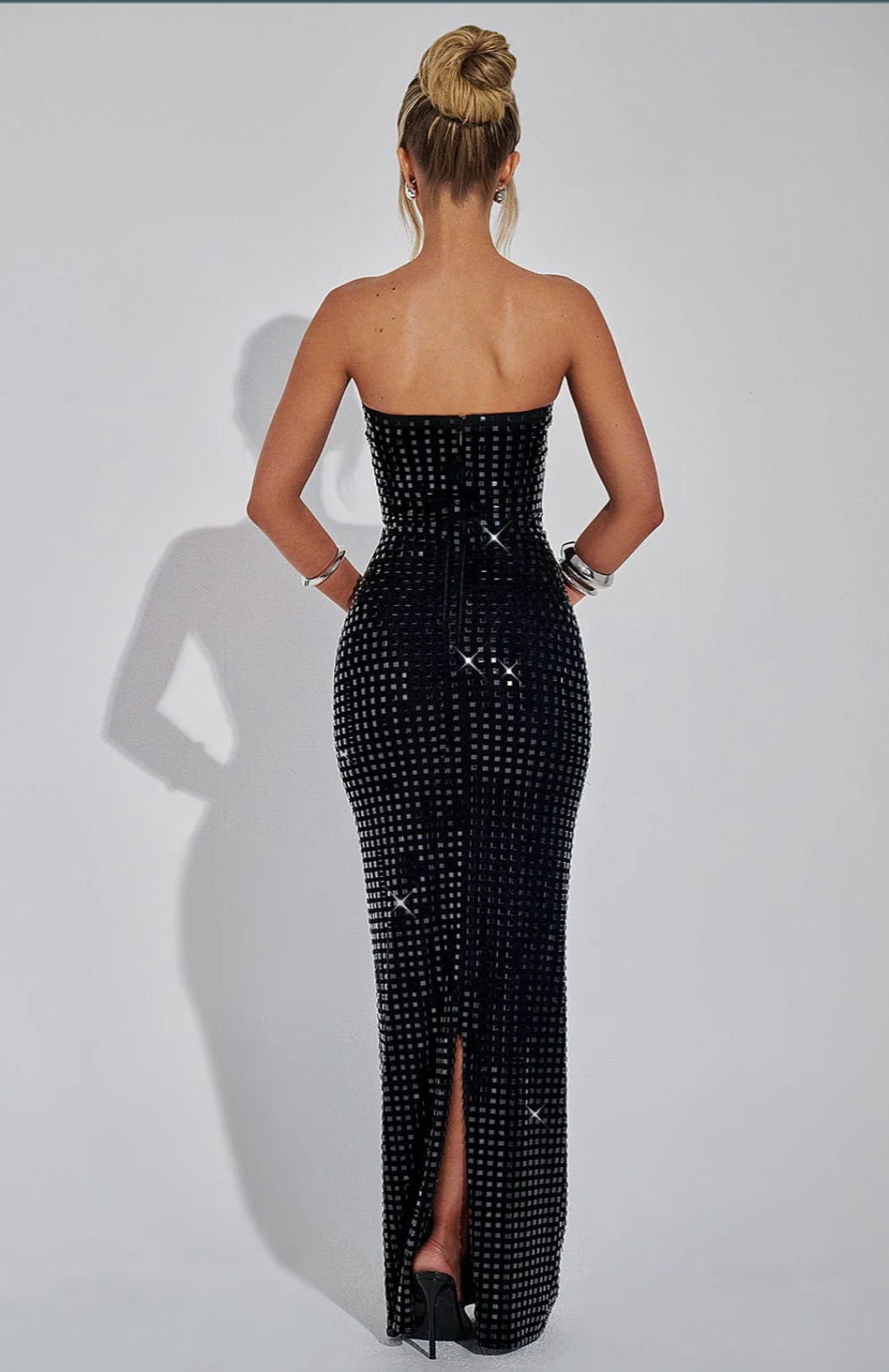 Glam Strapless Rhinestone Gown – Sparkling Maxi Dress for Winter Occasions
