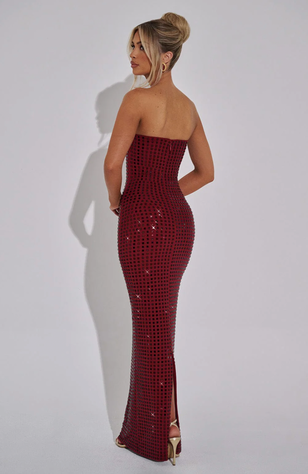 Glam Strapless Rhinestone Gown – Sparkling Maxi Dress for Winter Occasions