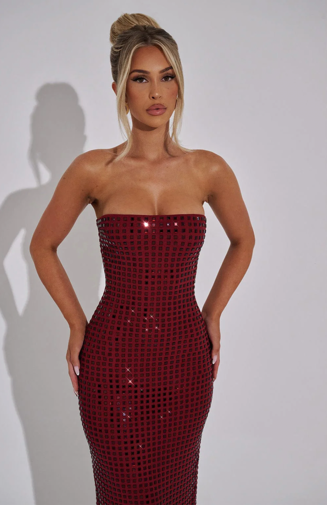 Glam Strapless Rhinestone Gown – Sparkling Maxi Dress for Winter Occasions