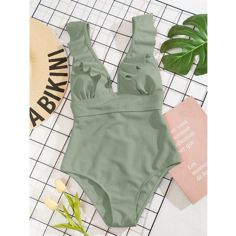 Women's One-Piece Ruffle Swimwear