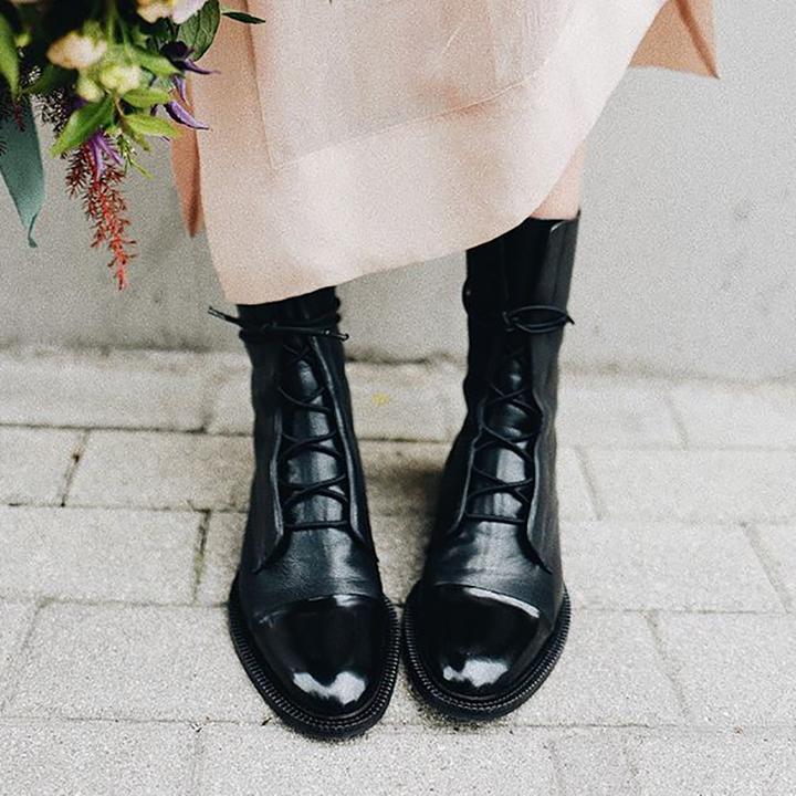 Women’s Leather Lace-Up Ankle Boots for Winter