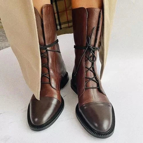 Women’s Leather Lace-Up Ankle Boots for Winter