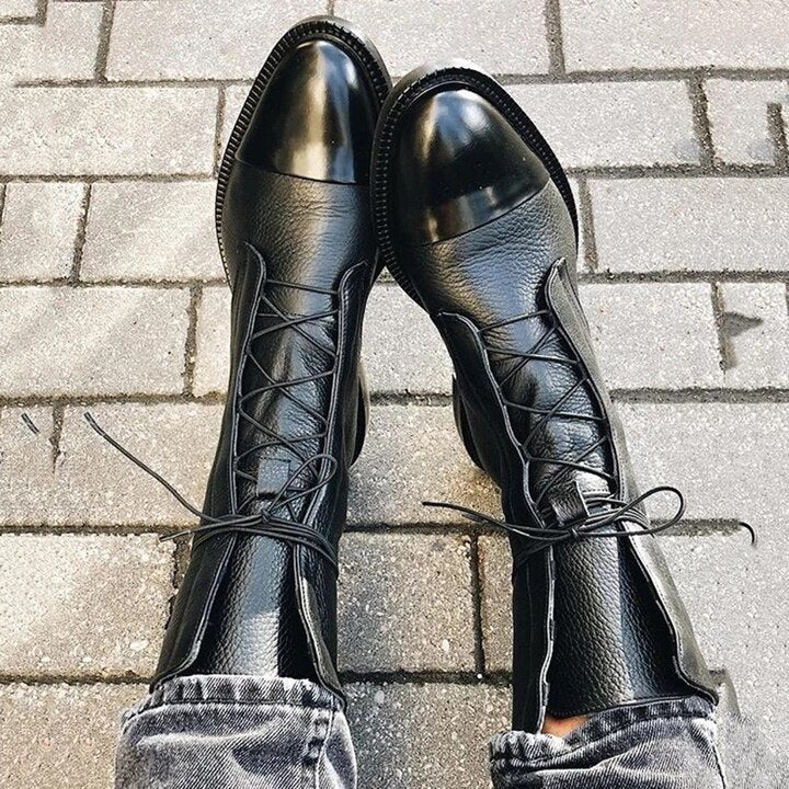 Women’s Leather Lace-Up Ankle Boots for Winter