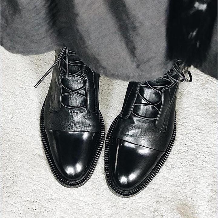Women’s Leather Lace-Up Ankle Boots for Winter