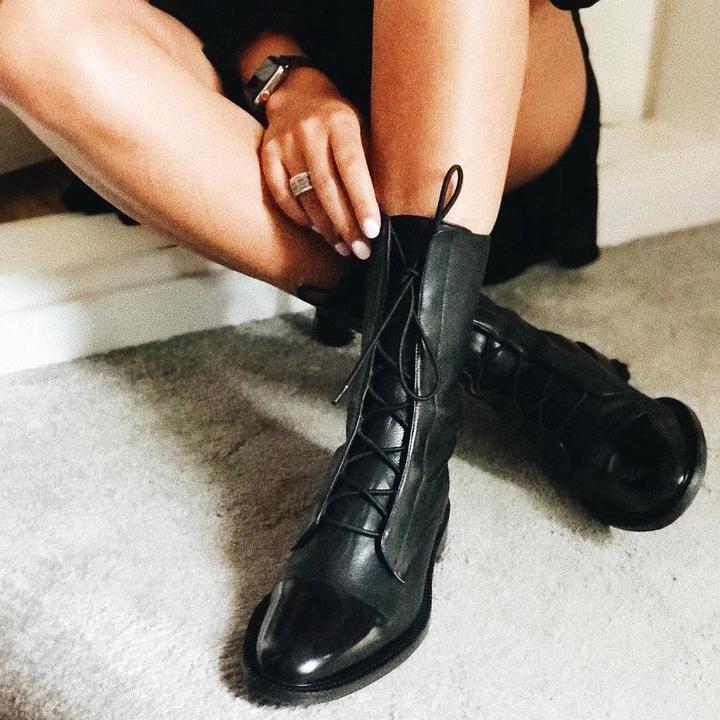 Women’s Leather Lace-Up Ankle Boots for Winter