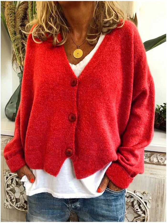 Diana | Women’s Cozy V-Neck Button Cardigan