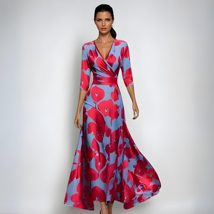 Victoria | Women’s Floral Pattern Long Sleeve Dress