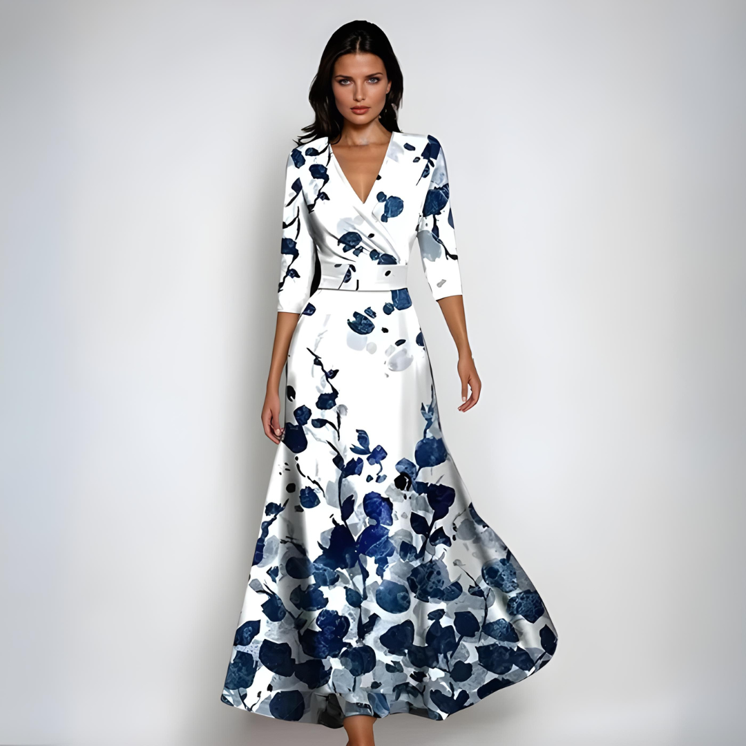 Victoria | Women’s Floral Pattern Long Sleeve Dress