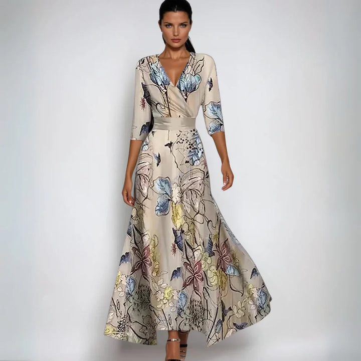Victoria | Women’s Floral Pattern Long Sleeve Dress