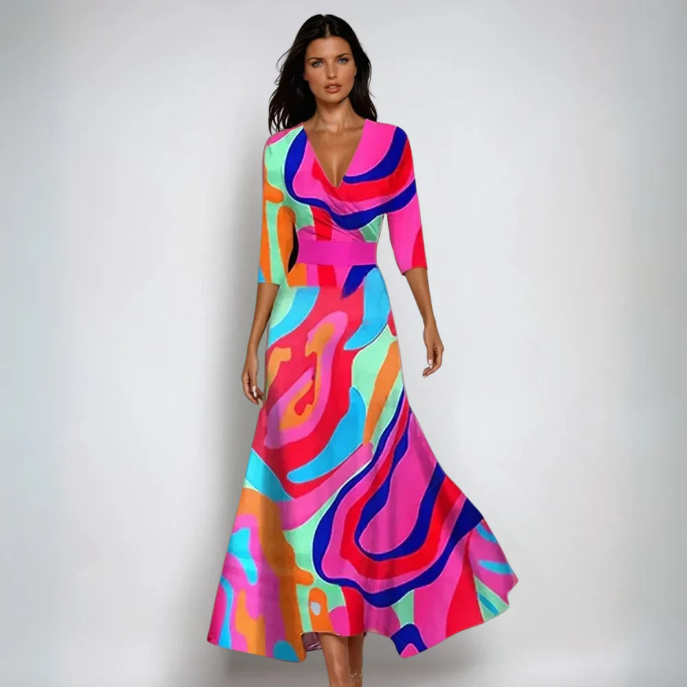 Victoria | Women’s Floral Pattern Long Sleeve Dress