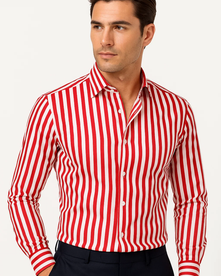 Men's Long Sleeve Classic Striped Collar Shirt
