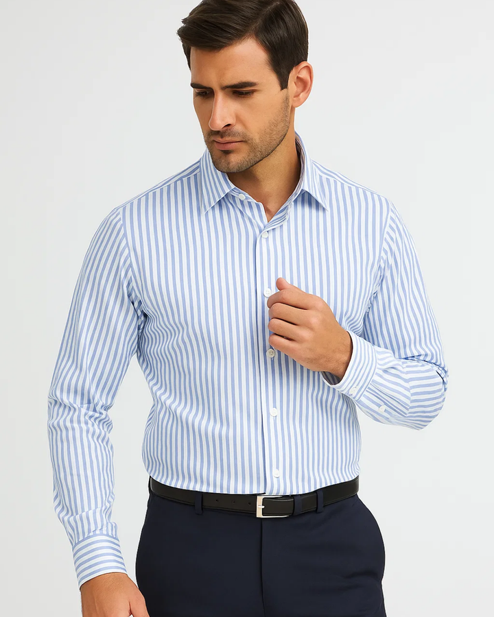 Men's Long Sleeve Classic Striped Collar Shirt