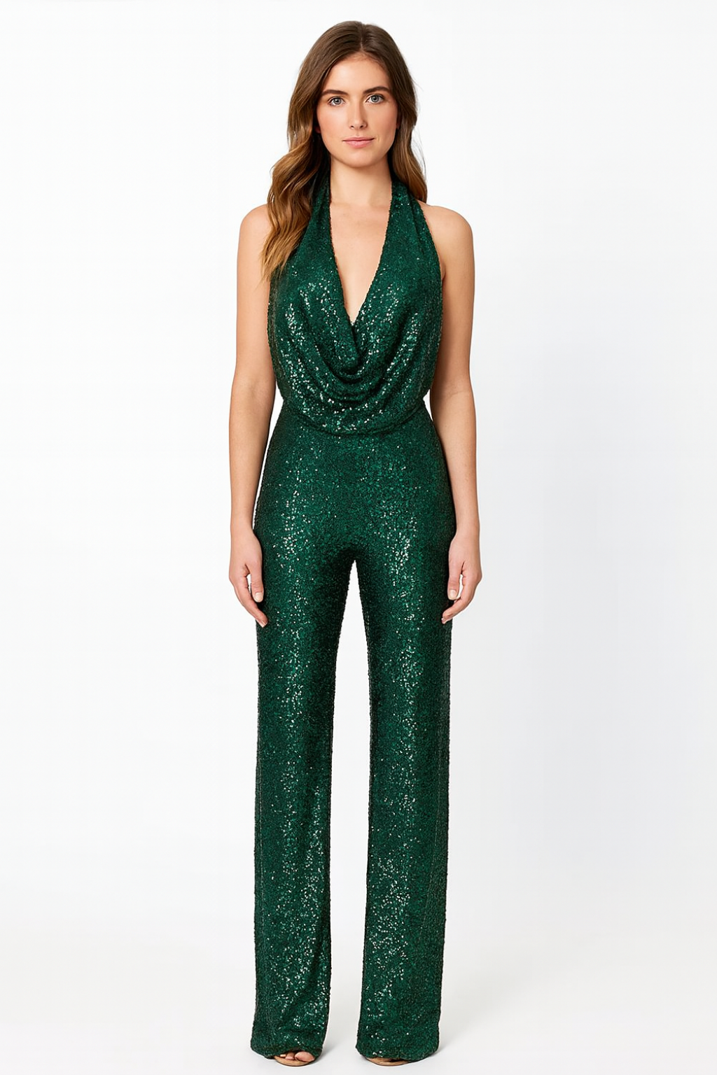 Nola – Sparkling Christmas Halter Jumpsuit with Full-Sequin Finish