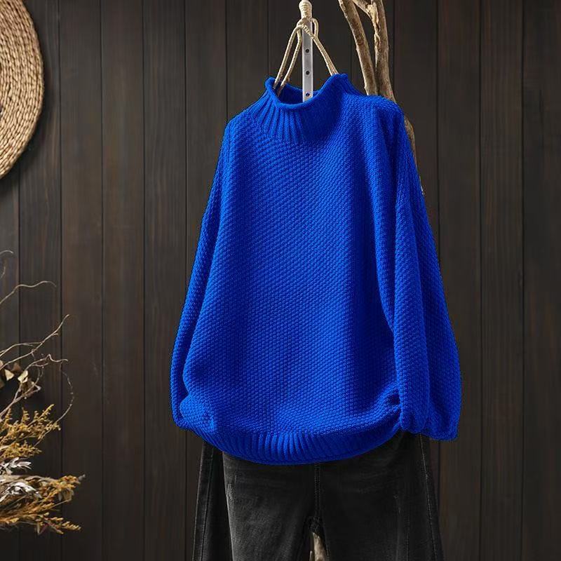 Cozy Oversized Turtleneck Knit Sweater for Women