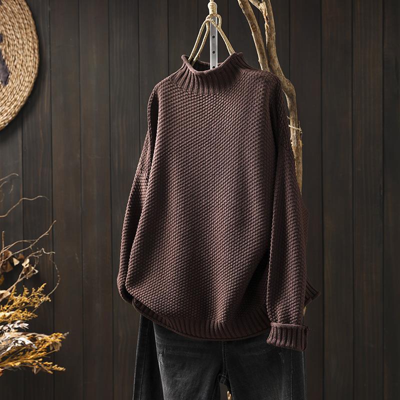 Cozy Oversized Turtleneck Knit Sweater for Women