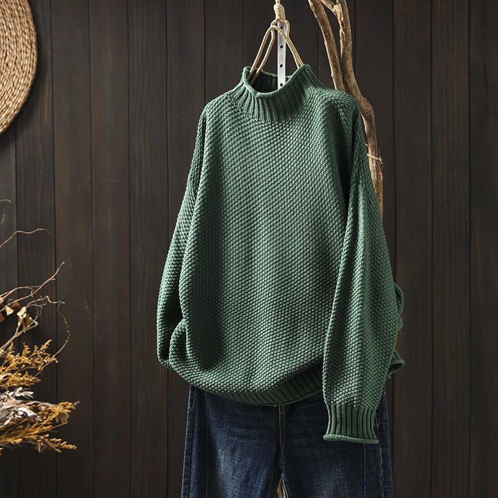 Cozy Oversized Turtleneck Knit Sweater for Women