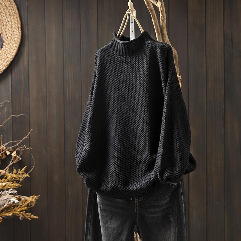 Cozy Oversized Turtleneck Knit Sweater for Women