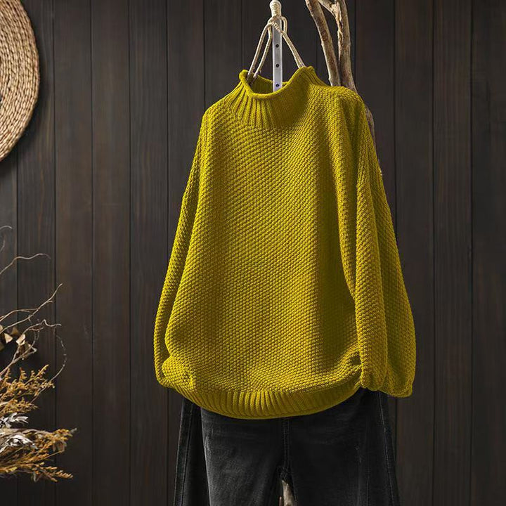 Cozy Oversized Turtleneck Knit Sweater for Women