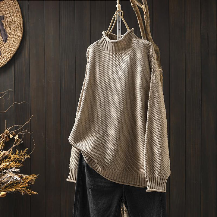 Cozy Oversized Turtleneck Knit Sweater for Women