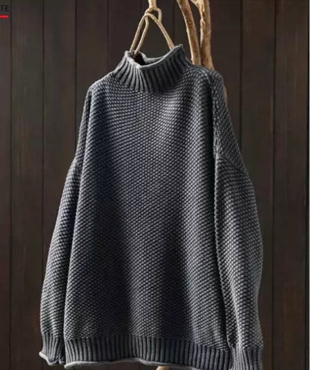 Cozy Oversized Turtleneck Knit Sweater for Women