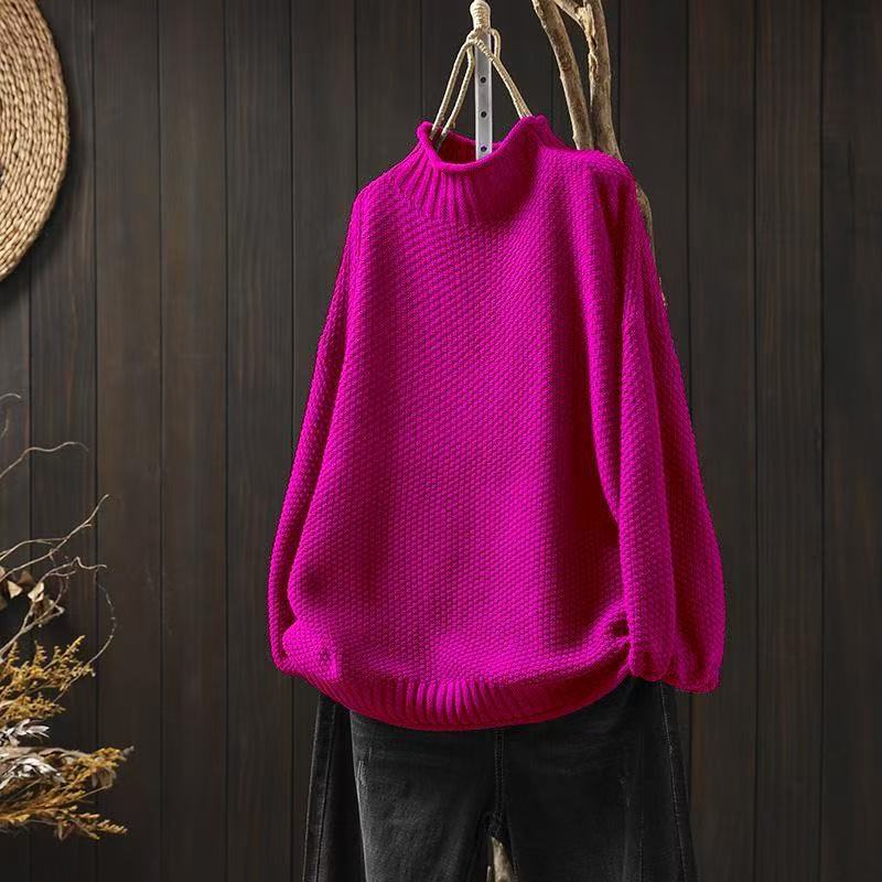 Cozy Oversized Turtleneck Knit Sweater for Women