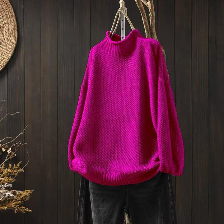 Cozy Oversized Turtleneck Knit Sweater for Women