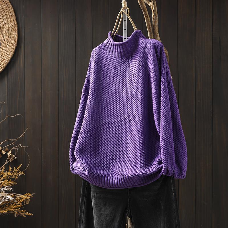 Cozy Oversized Turtleneck Knit Sweater for Women