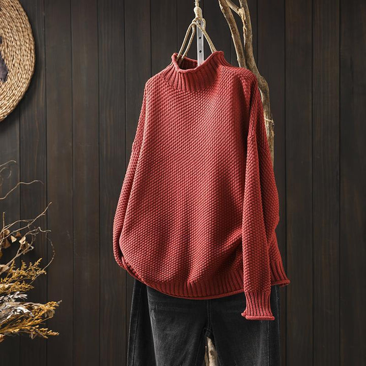 Cozy Oversized Turtleneck Knit Sweater for Women