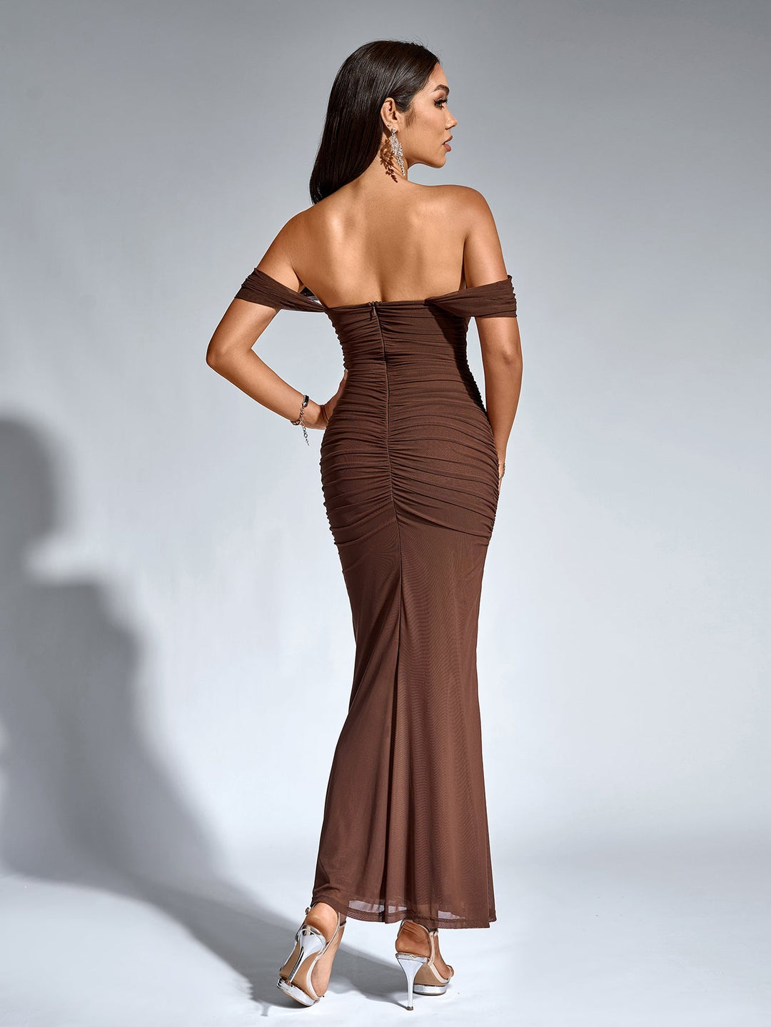 Women’s Off-Shoulder Bodycon Maxi Dress – Elegant Winter Party & Christmas Evening Dress