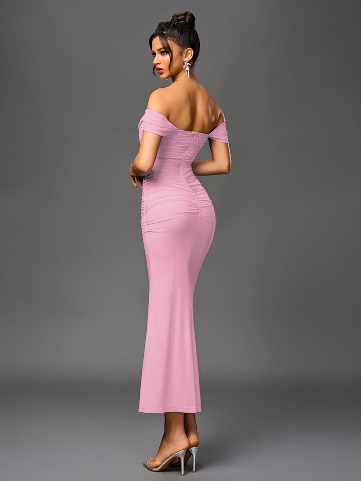 Women’s Off-Shoulder Bodycon Maxi Dress – Elegant Winter Party & Christmas Evening Dress