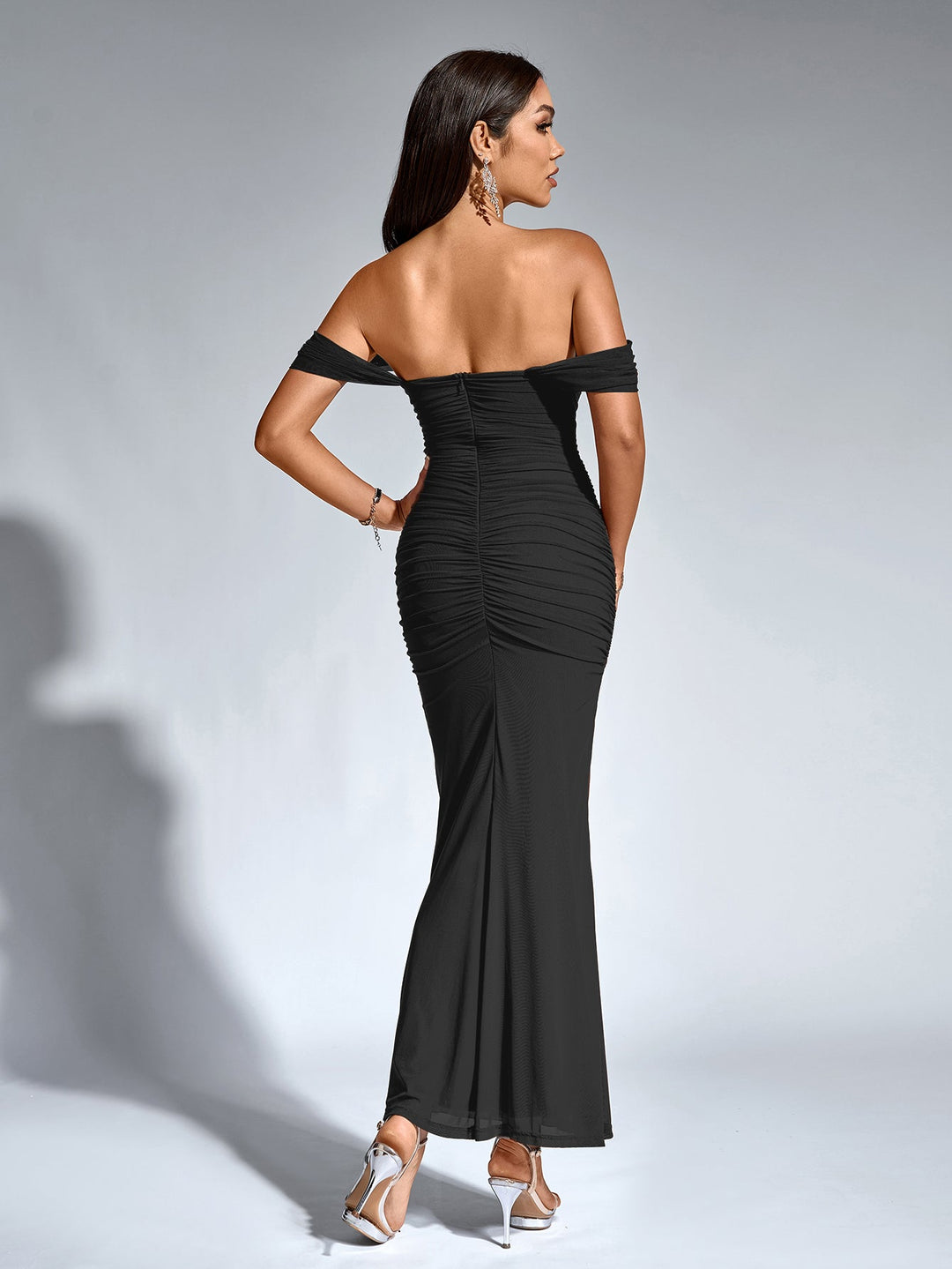 Women’s Off-Shoulder Bodycon Maxi Dress – Elegant Winter Party & Christmas Evening Dress