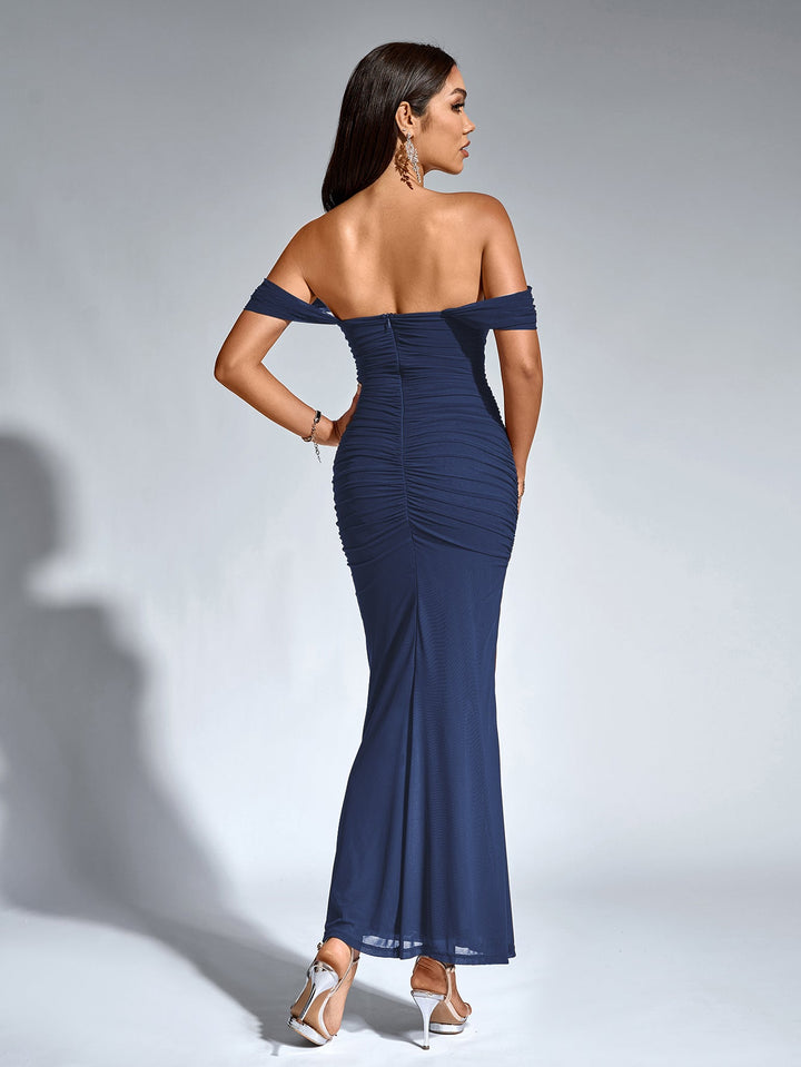 Women’s Off-Shoulder Bodycon Maxi Dress – Elegant Winter Party & Christmas Evening Dress