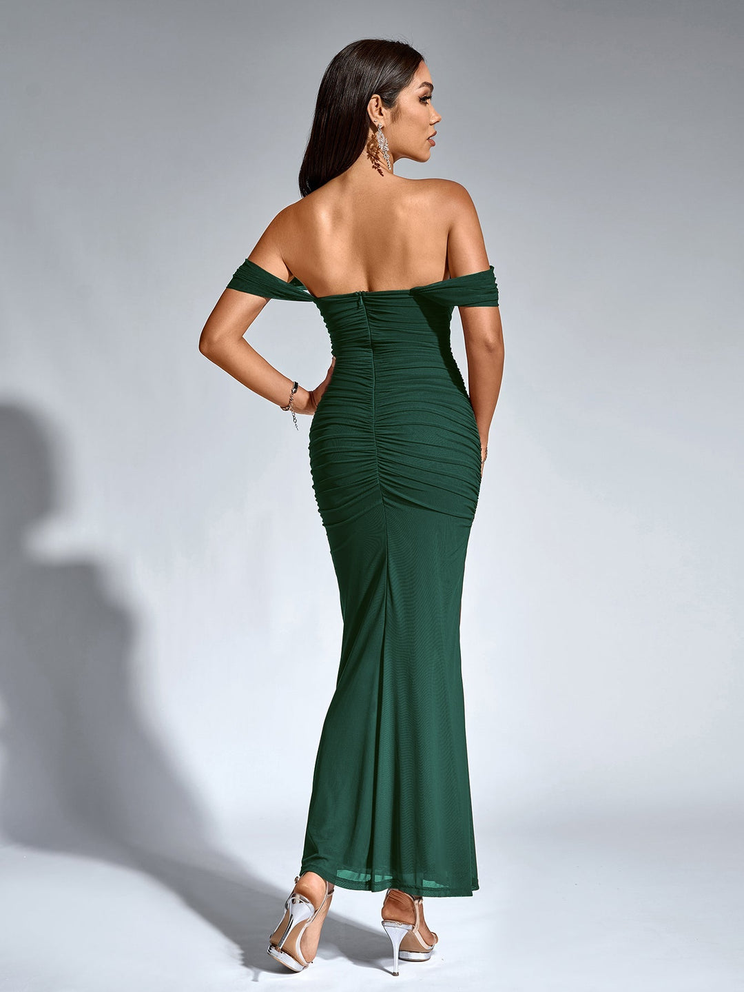 Women’s Off-Shoulder Bodycon Maxi Dress – Elegant Winter Party & Christmas Evening Dress