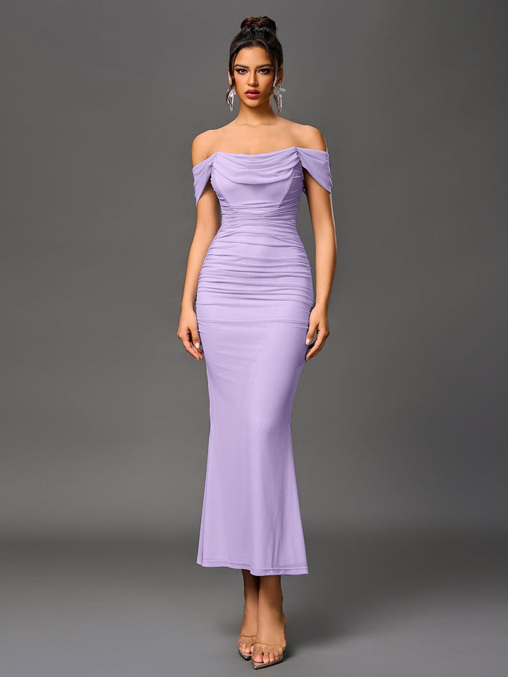 Women’s Off-Shoulder Bodycon Maxi Dress – Elegant Winter Party & Christmas Evening Dress