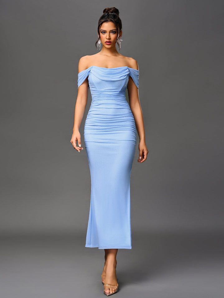 Women’s Off-Shoulder Bodycon Maxi Dress – Elegant Winter Party & Christmas Evening Dress