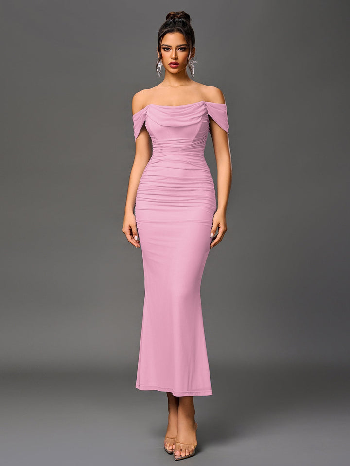 Women’s Off-Shoulder Bodycon Maxi Dress – Elegant Winter Party & Christmas Evening Dress