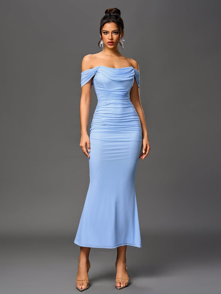 Women’s Off-Shoulder Bodycon Maxi Dress – Elegant Winter Party & Christmas Evening Dress