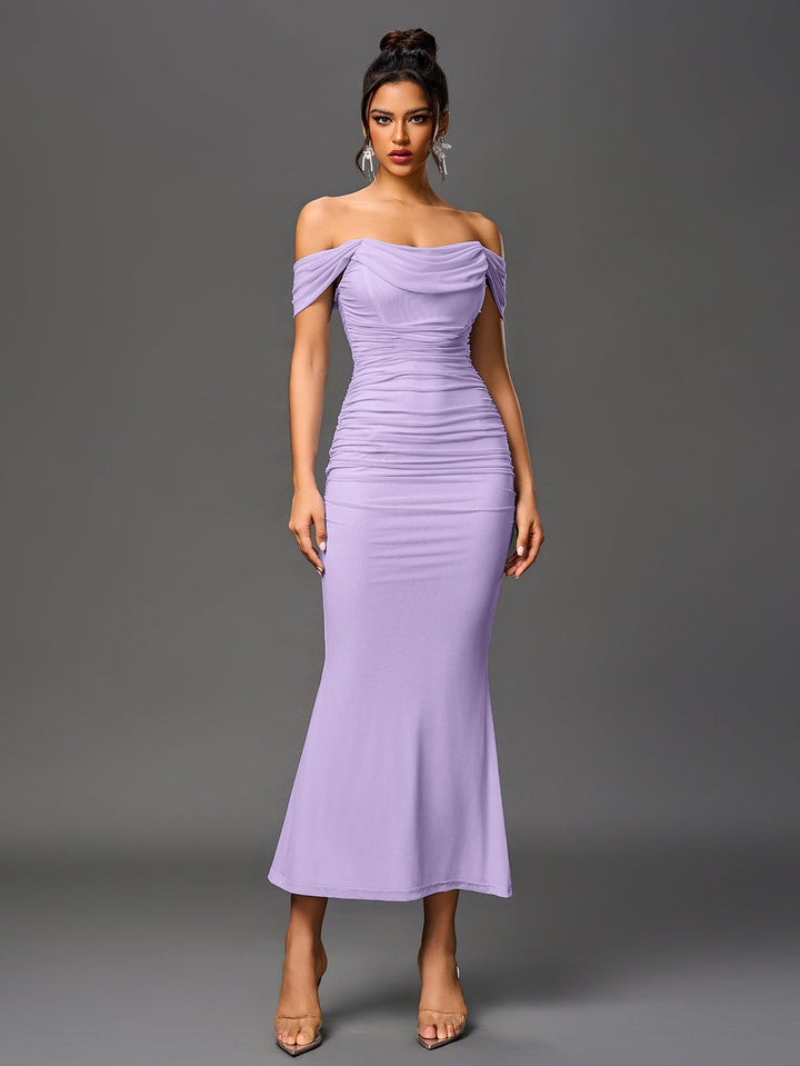 Women’s Off-Shoulder Bodycon Maxi Dress – Elegant Winter Party & Christmas Evening Dress