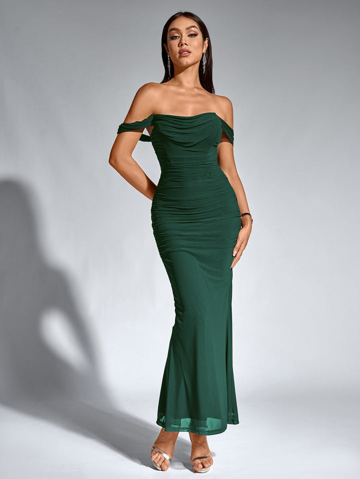 Women’s Off-Shoulder Bodycon Maxi Dress – Elegant Winter Party & Christmas Evening Dress